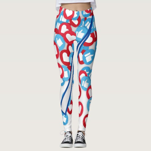 Social Media iconen Leggings - Like & Heart Patter (Voorkant)