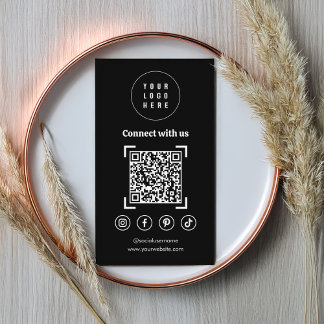 Social media iconen QR code zwart Visitekaartje
