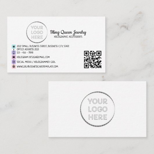 Social Media Icons Script Generieke QR-code Visitekaartje (Voorkant / Achterkant)