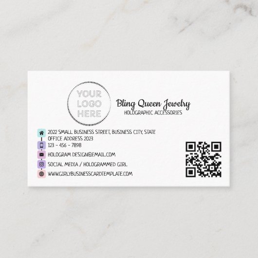 Social Media Icons Script Generieke QR-code Visitekaartje (Voorkant)