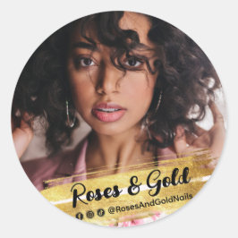 Social Media Influencer Beauty Merkmodel Foto Ronde Sticker