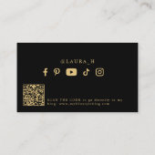 Social media influencer foto qr code zwart goud visitekaartje (Achterkant)