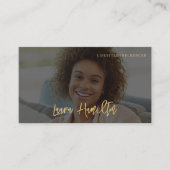 Social media influencer foto qr code zwart goud visitekaartje (Voorkant)