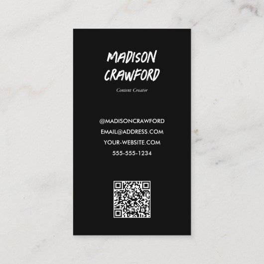 Social Media Influencer QR-code Visitekaartje (Achterkant)