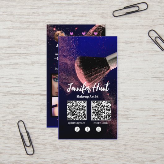 Social Media Influencer Trendy Style QRcode Visitekaartje (Voorkant / Achterkant in situ)