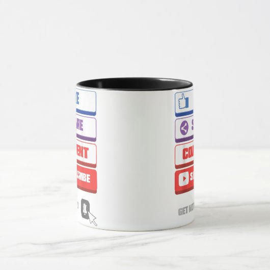 Social Media Like Share Commentaar Abonneer Vlogge Mok (Midden)