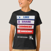 Social Media Like Share Commentaar Abonneer Vlogge T-shirt (Voorkant)