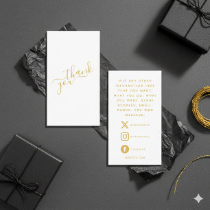 Social media logo's goud en wit klantenorder informatiekaartje