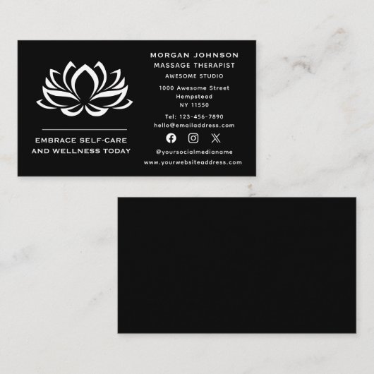 Social Media Lotus Bloem Massage Therapie Holistis Visitekaartje (Voorkant / Achterkant)
