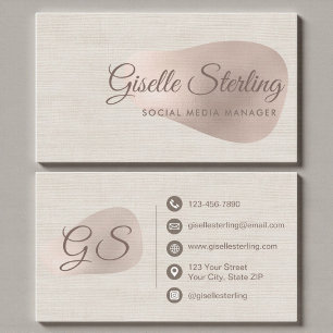 Social Media Manager Beige Linnen Schoonheid Visitekaartje