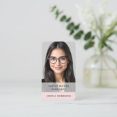 Social Media Manager Blush Pink QR Code Photo  Visitekaartje (Staand voorkant)