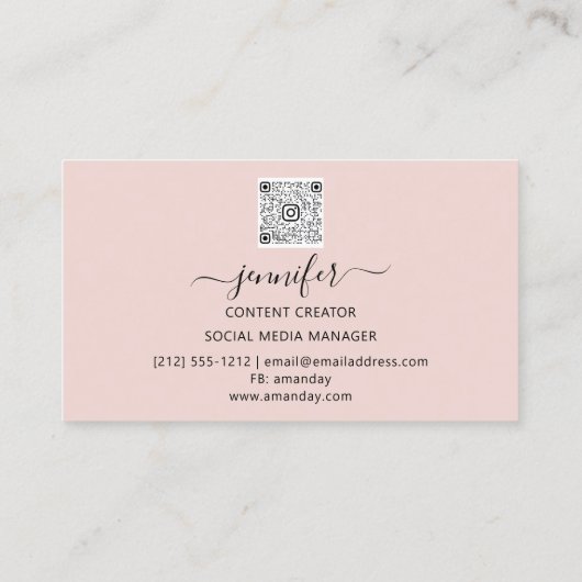 Social Media Manager Content Creator Logo QR-code Visitekaartje (Achterkant)