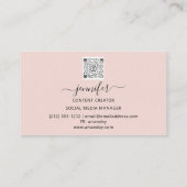 Social Media Manager Content Creator Logo QR Roze Visitekaartje (Achterkant)