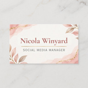 Social Media Manager Elegant Roze Visitekaartje