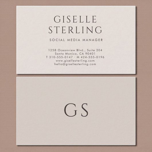 Social Media Manager Luxury Neutral Modern Visitekaartje