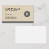 Social Media Manager Play Pictogram (grijs) Visitekaartje (Voorkant / Achterkant)