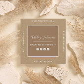 Social Media Manager QR Code Brown Pastel Creative Vierkante Visitekaartje