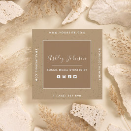 Social Media Manager QR Code Brown Pastel Creative Vierkante Visitekaartje