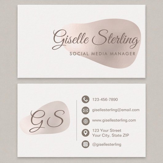 Social Media Manager Roos Gold Foil Blush Beauty Visitekaartje