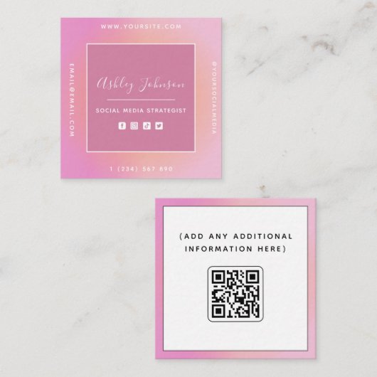 Social Media Manager Social Media QR-code Summer Vierkante Visitekaartje (Voorkant / Achterkant)