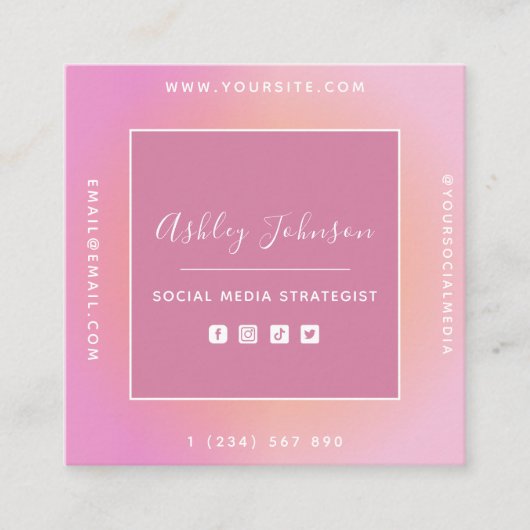 Social Media Manager Social Media QR-code Summer Vierkante Visitekaartje (Voorkant)