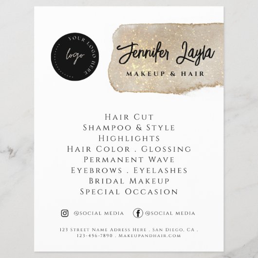 Social Media Modern Goud Logo QR Code Minimalist Flyer (Voorkant)