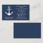 Social Media Nautisch Blauw Wit Anker Bootjacht Visitekaartje (Voorkant / Achterkant)