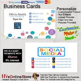 Social Media Networking QR Code Business Cards 14 Visitekaartje