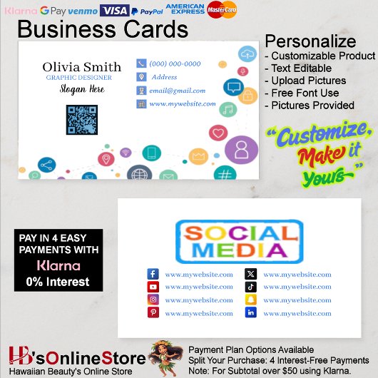 Social Media Networking QR Code Business Cards 14 Visitekaartje