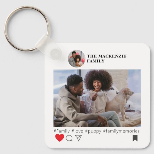 Social Media Nieuwheid Foto en Tekst Sjabloon Sleutelhanger (Voorkant)