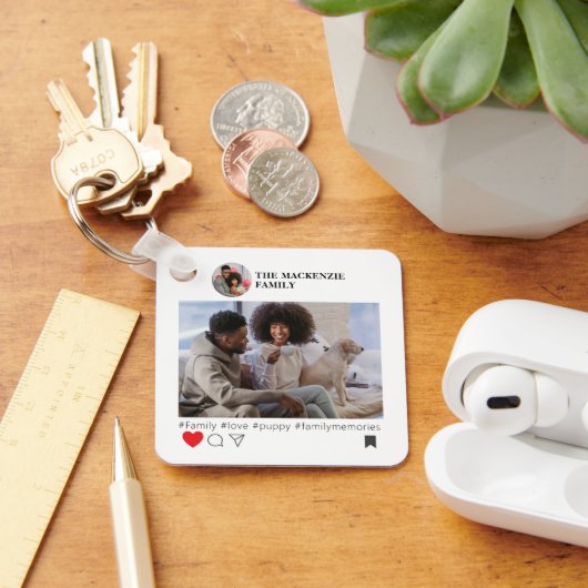 Social Media Nieuwheid Foto en Tekst Sjabloon Sleutelhanger (Bureau)