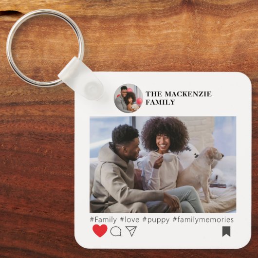 Social Media Nieuwheid Foto en Tekst Sjabloon Sleutelhanger (Voorkant)