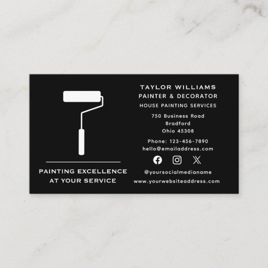 Social Media Paint Roller House Painting Services Visitekaartje (Voorkant)