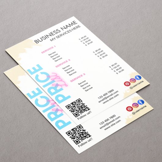 Social Media pictogrammen Lijst van diensten QR-co Flyer
