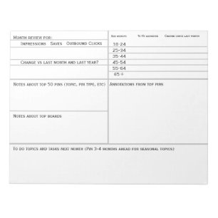 Social Media Pins Tracker voor Maandelijkse Planni Notitieblok