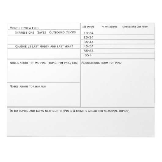 Social Media Pins Tracker voor Maandelijkse Planni Notitieblok (Voorkant)