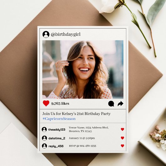 Social Media Post Foto 21ste Verjaardagsfeest Kaart