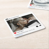 Social media post foto bruiloft kartonnen onderzetters (Schuin)