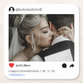 Social media post foto bruiloft kartonnen onderzetters (Voorkant)