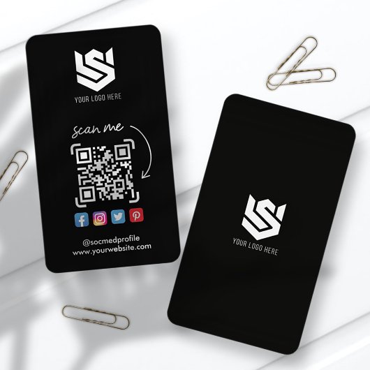 Social Media Profiles QR Code Logo Modern Simple Visitekaartje