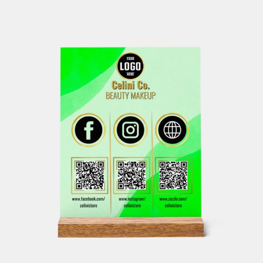 Social Media QR Code Acryl Sign - Aangepaste schoo Bord (Voorkant)