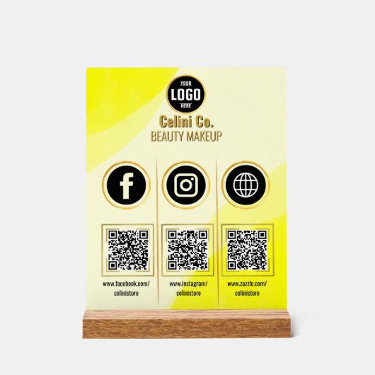 Social Media QR Code Acryl Sign - Aangepaste schoo Bord (Voorkant)