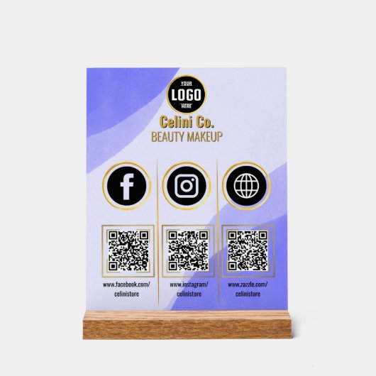 Social Media QR Code Acryl Sign - Aangepaste schoo Bord (Voorkant)