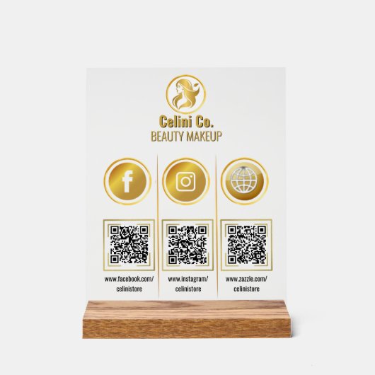 Social Media QR Code Acryl Sign - Multi Platform Acryl Bord (Voorkant)