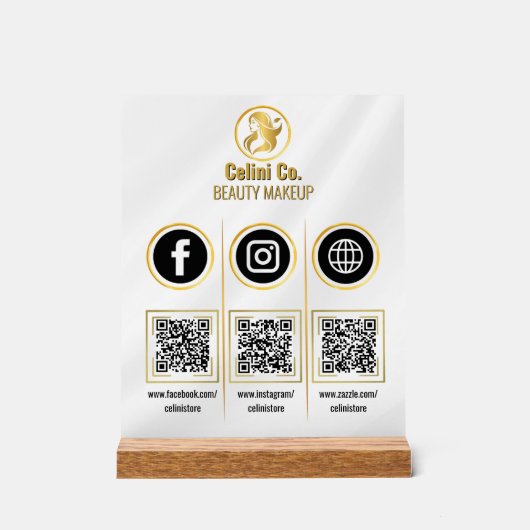 Social Media QR Code Acryl Sign - Multi Platform Acryl Bord (Voorkant)