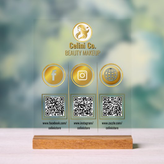 Social Media QR Code Acryl Sign - Multi Platform Bord (Neutraal)