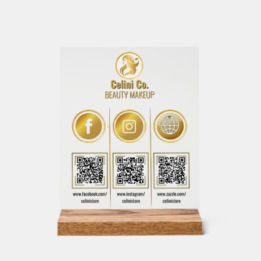 Social Media QR Code Acryl Sign - Multi Platform Bord (Voorkant)