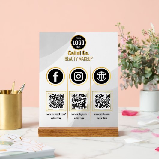 Social Media QR Code Acryl Sign - Multi Platform Bord (Huwelijk)