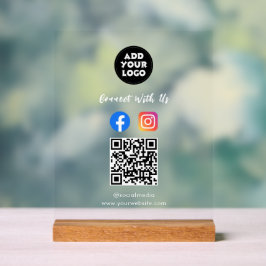 Social Media QR Code Acrylic Sign | Fb Instagram  Acryl Bord