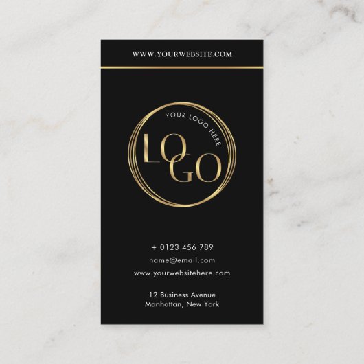 Social Media QR Code Black & Gold Logo QR Code Visitekaartje (Achterkant)